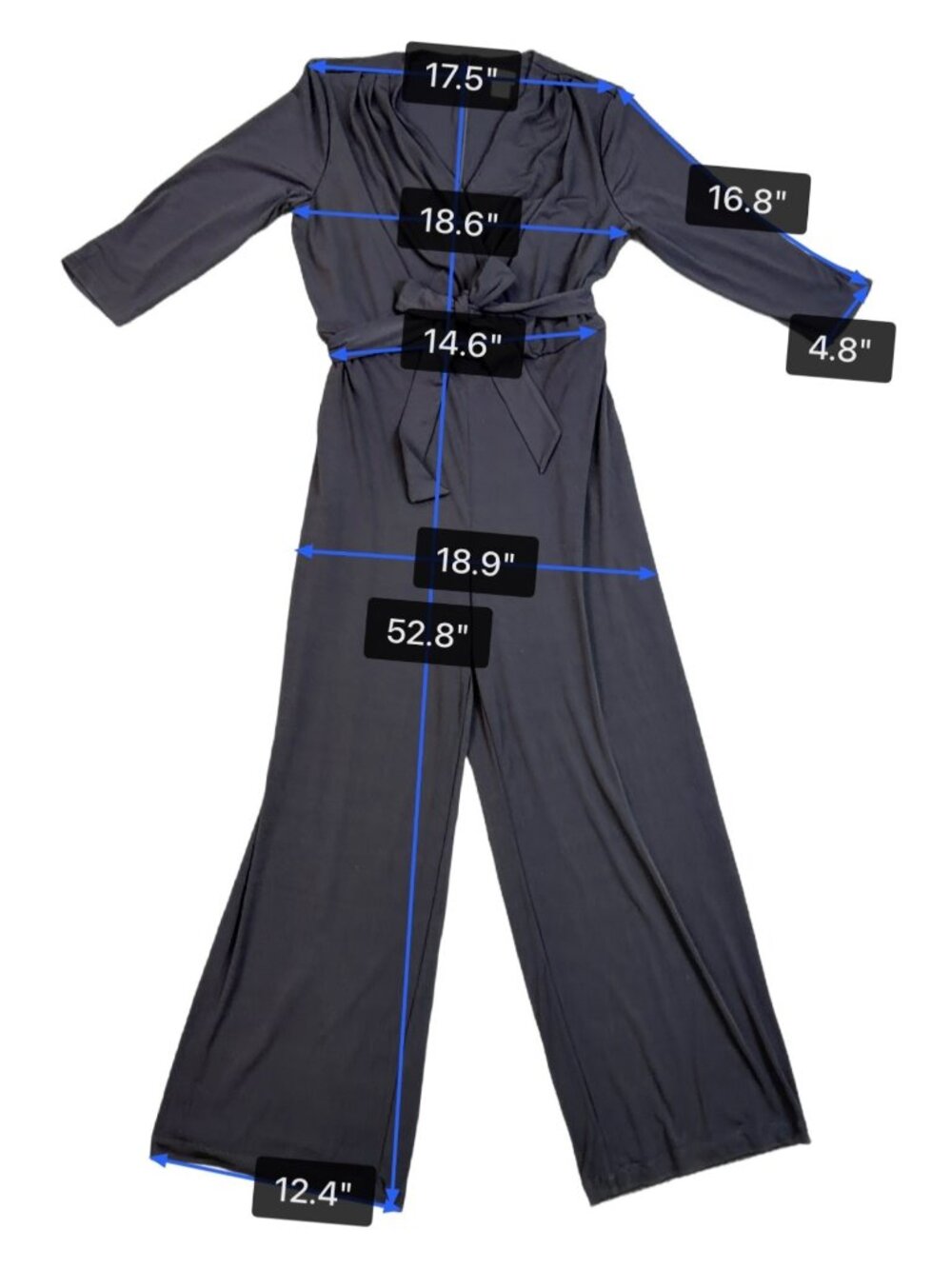 Chicos Womens Black Faux-Wrap Tie-Belt Jumpsuit Size 2 (12/14 ) - Picture 12 of 12